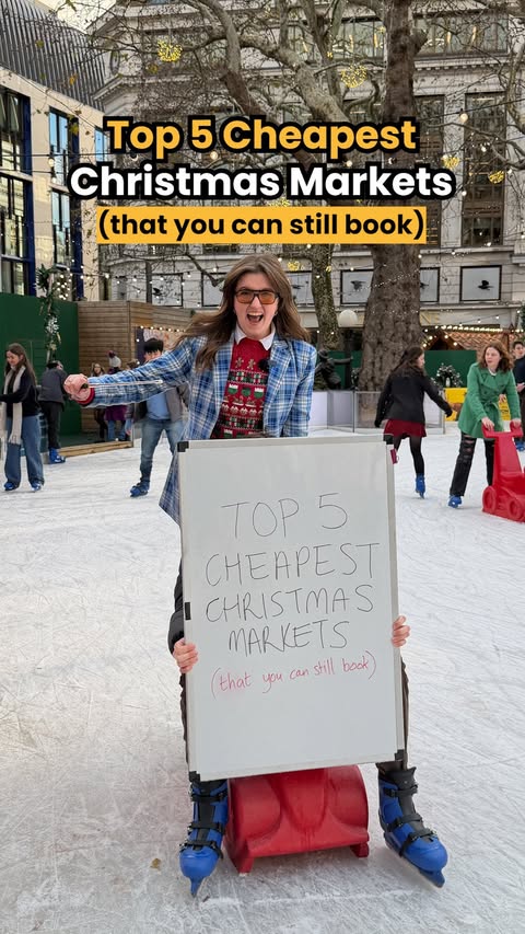 Instagram post by @holidayexpert for Skyscanner. Caption reads: ad The 5 best CHEAP Christmas Markets you can....