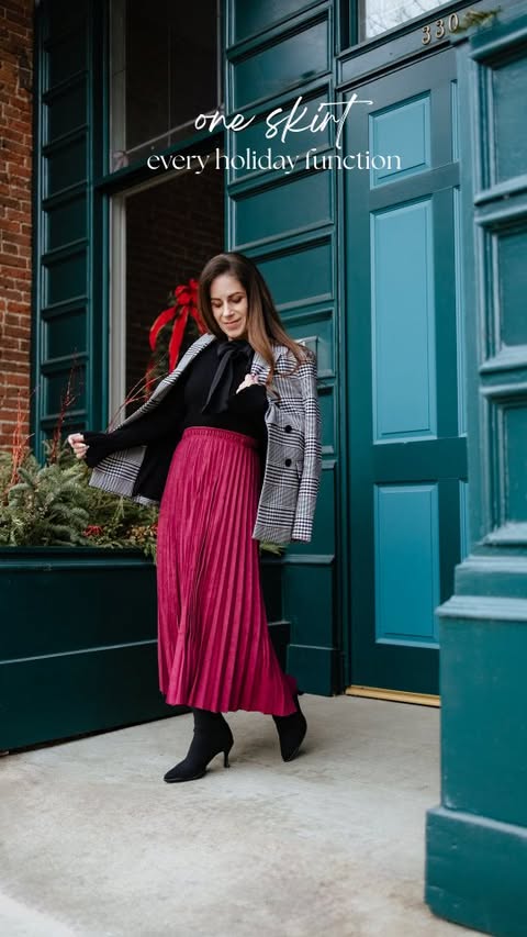 Instagram post by @anchoredinelegance for Chicwish. Caption reads: Holiday invites piling up? This skirt has you....