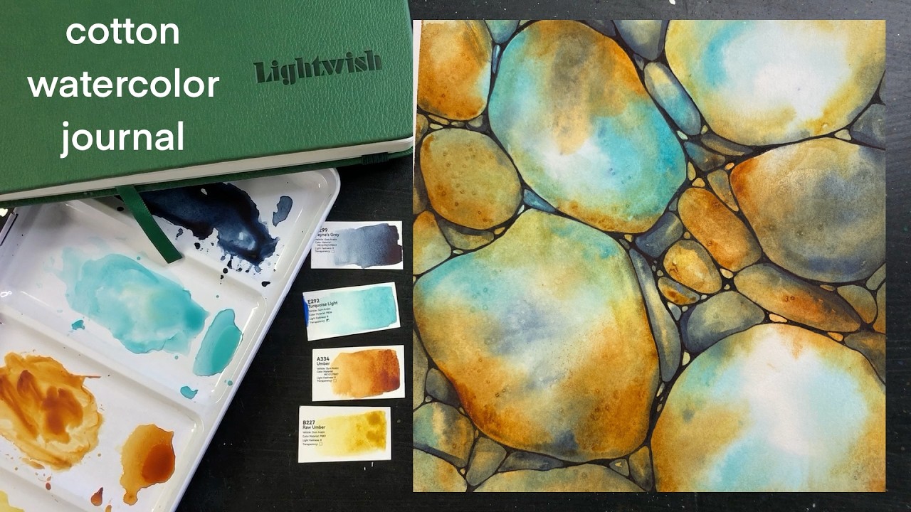 YouTube post by @KristaRobertsonArt for Pufino. Caption reads: Lightwish Cotton WATERCOLOR Journal (pebbles....