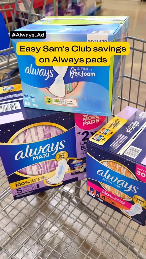 Instagram post by @thekrazycouponlady for Always. Caption reads: #Always_Ad @Always_brand Save $3 instantly when....
