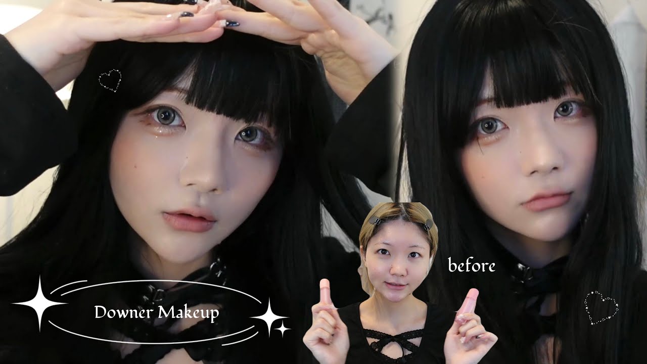 YouTube post by @ufnqa for Qoo10. Caption reads: ❤︎Makeup to make you look like a downer older....