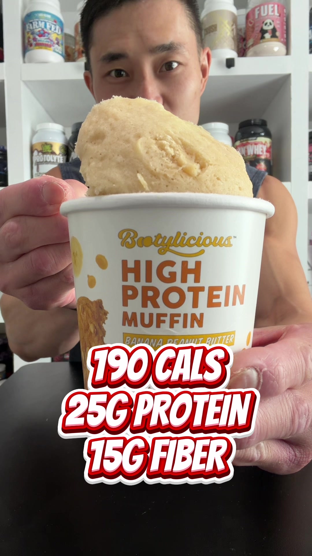 TikTok post by @j_jungy for Bootylicious Muffins. Caption reads: [...] fiber muffins #proteinmuffin @Bootylicious....