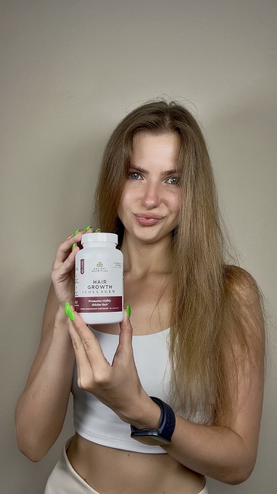 Instagram post by @ualusa7 for Ancient Nutrition. Caption reads: Ancient Nutrition Hair Growth + Collagen....