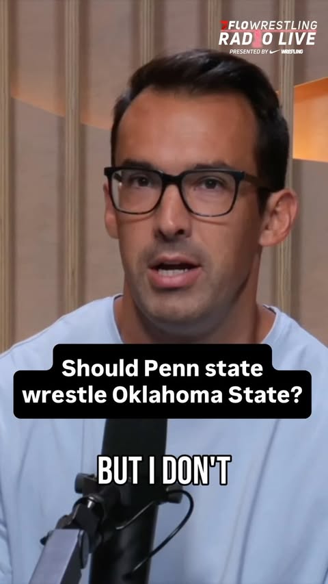 Instagram post by @cpyles for FloWrestling. Caption reads: Should Penn state wrestle Oklahoma State? #FRL....
