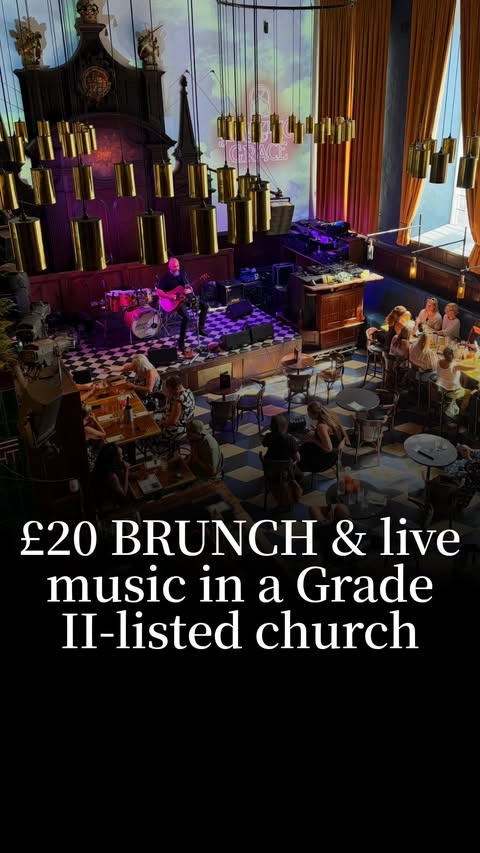 Instagram post by @amazinggraceldn for Europe Travel. Caption reads: £20 LONDON BRUNCH with live music in a Grade....