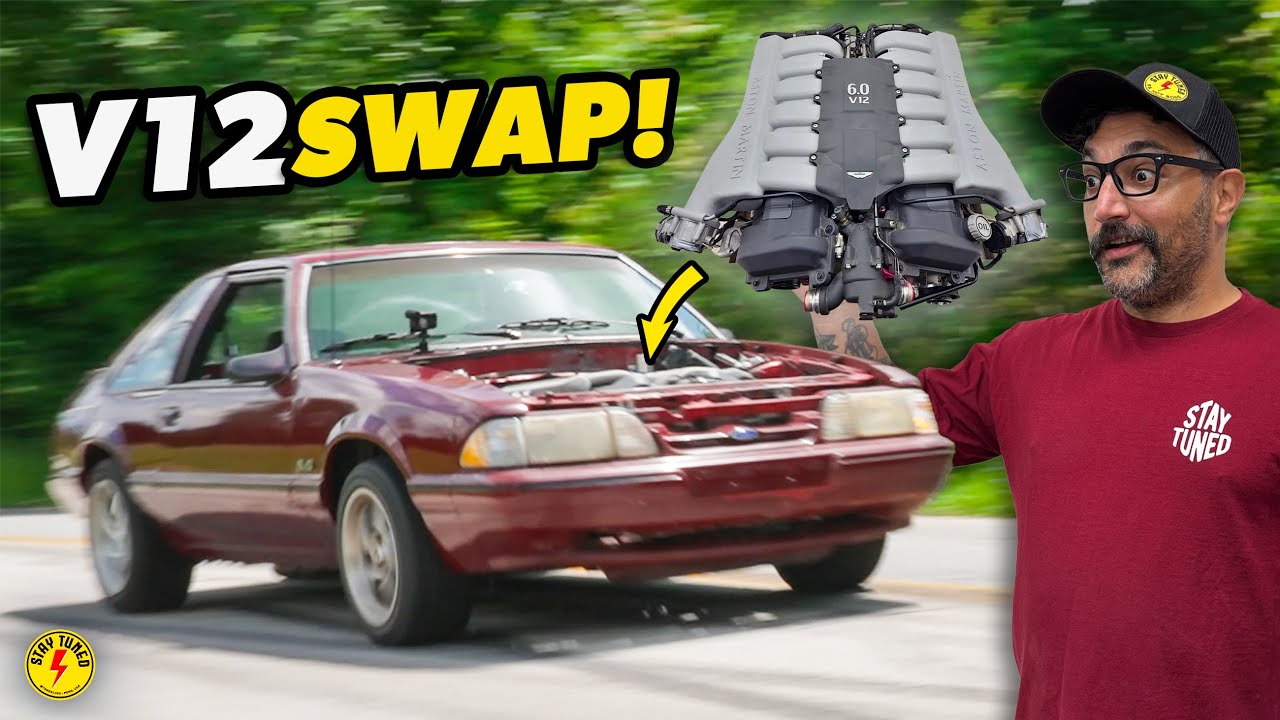 YouTube post by @StayTunedTA for MickeyThompsonTires. Caption reads: Supercar Powered Mustang HITS THE STREETS for the....