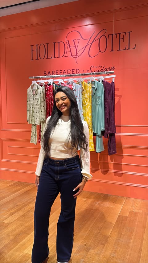 Instagram post by @katmatxx for Shopify. Caption reads: [...] the Holiday Hotel ✨ @barefaced x....