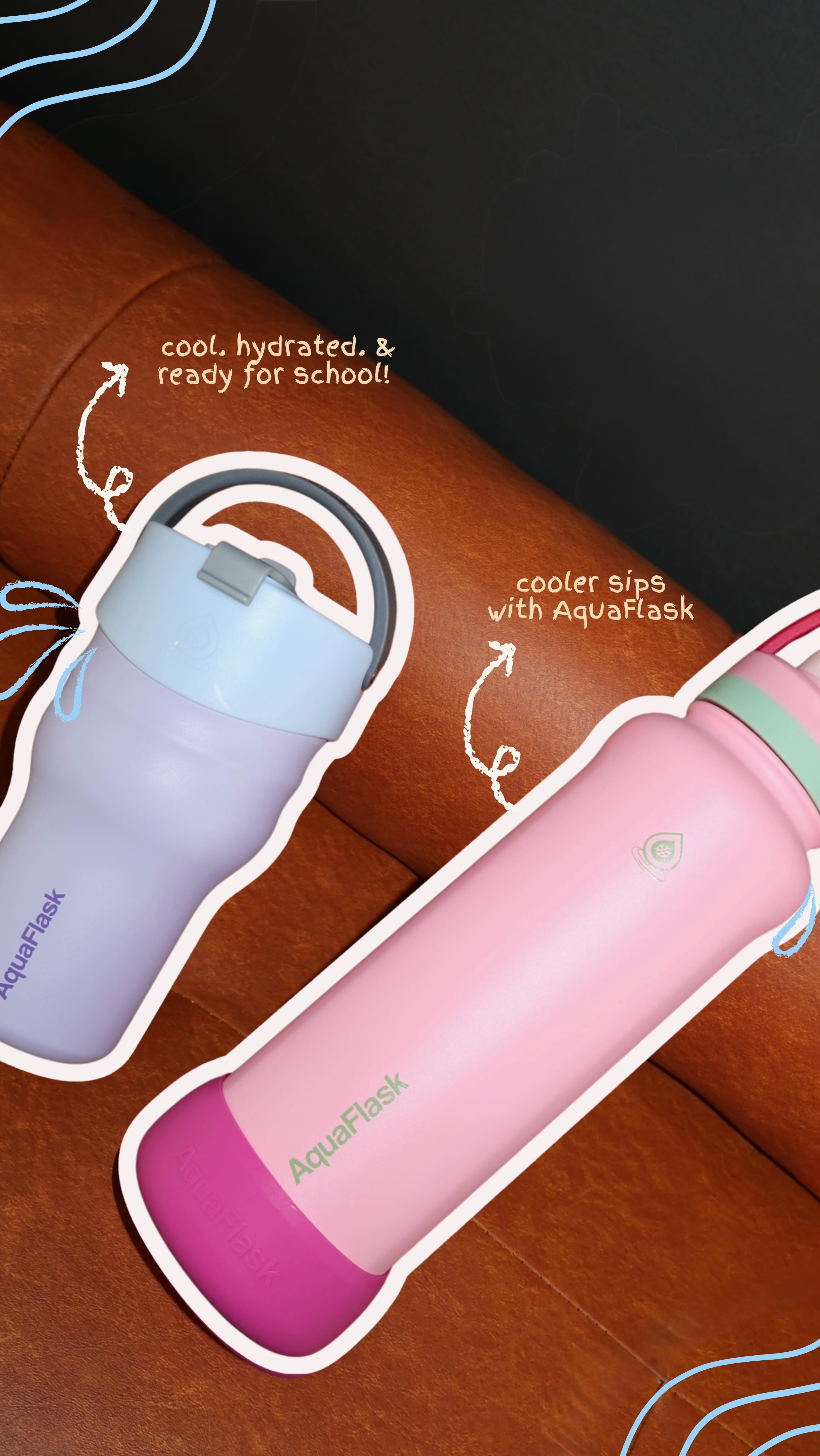 Instagram post by @hazmodesto for AquaFlask. Caption reads: Event ✔️ Study sesh ✔️ with AquaFlask to keep me....