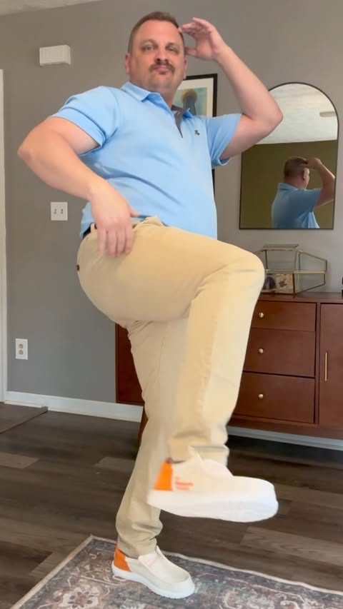 Instagram post by @dancingblueshirtguy for HEYDUDE. Caption reads: Thanks to the new Tennessee @heydude collab, my....