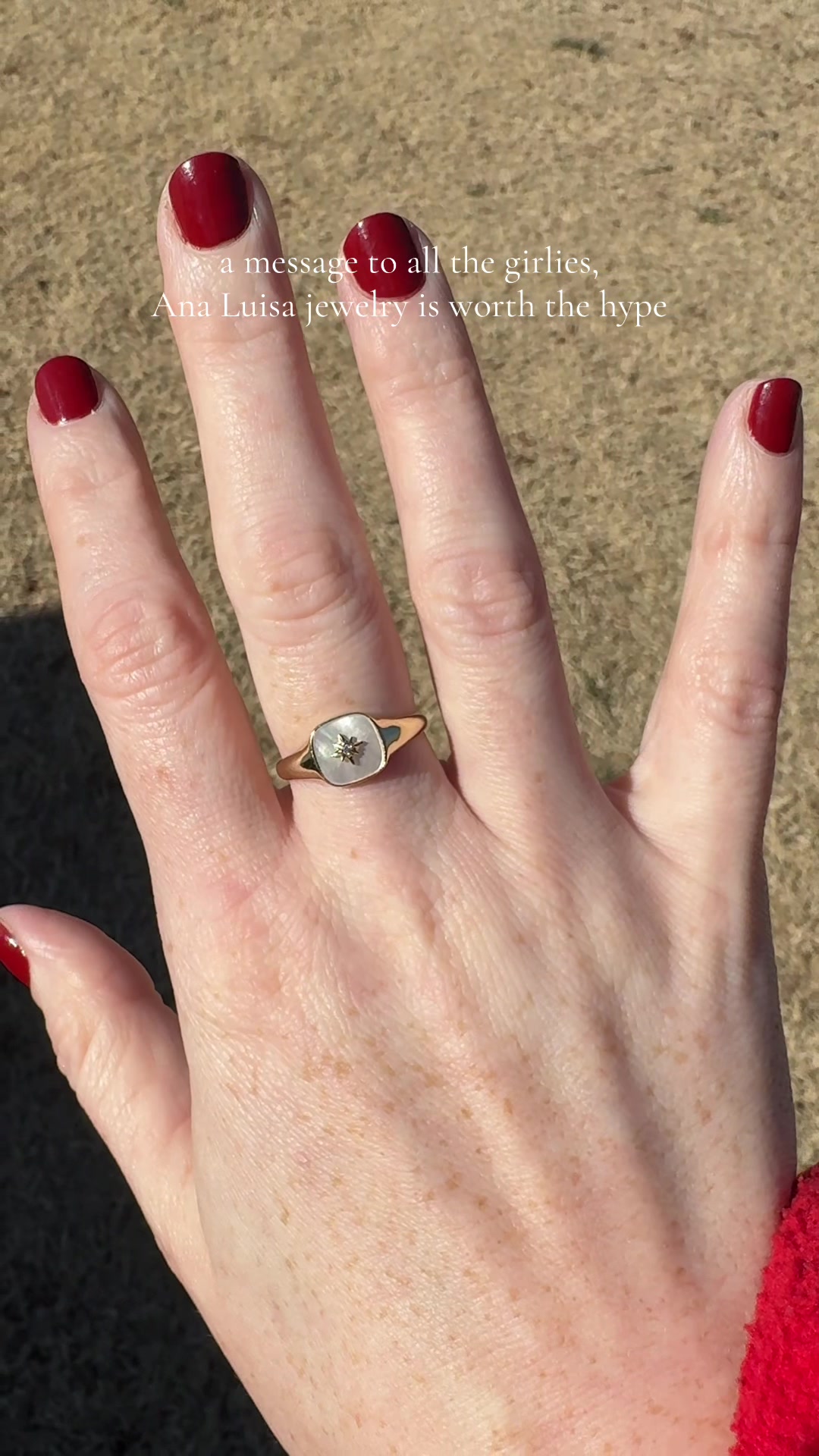 TikTok post by @baileyduggan for ana luisa. Caption reads: Truly @Ana Luisa jewelry is the GOAT #jewlery....