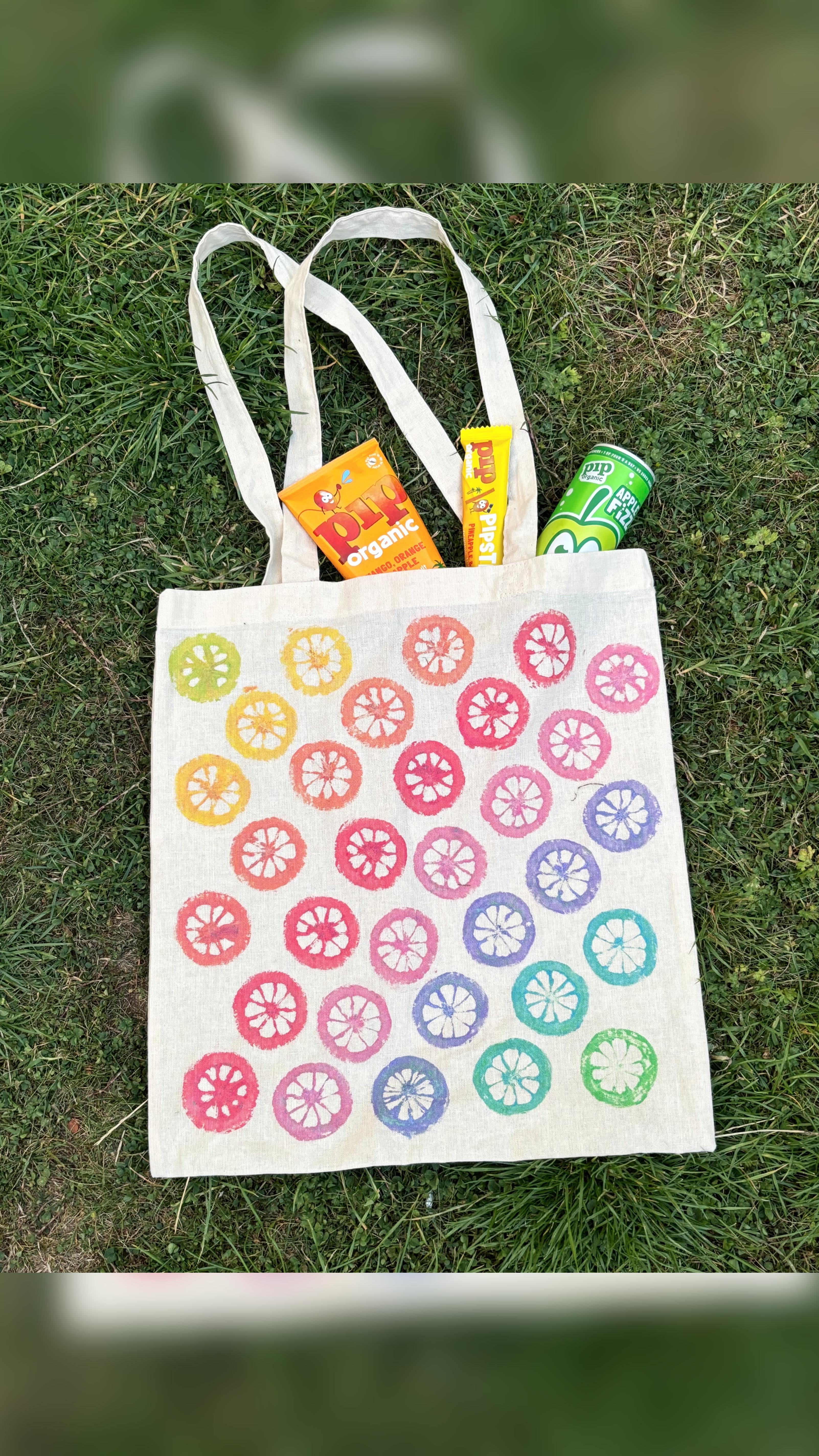 Instagram post by @creative_mama_che for Pip Organic. Caption reads: Rainbow Lemon Printed Bag 🍋 🌈 ad

Have you tried....