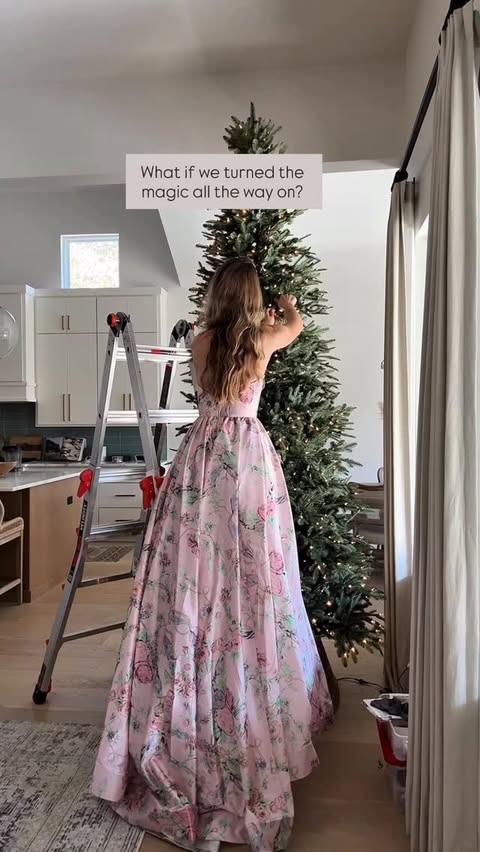 Instagram post by @theoliviajordan for Sherri Hill. Caption reads: Leaning into the wonder of the season. Finding....