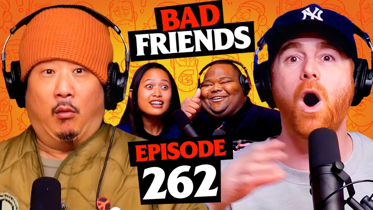 YouTube post by @BadFriends for AdamAndEve.com. Caption reads: Korean Joker v Dave Blunts | Ep 262 | Bad Friends.