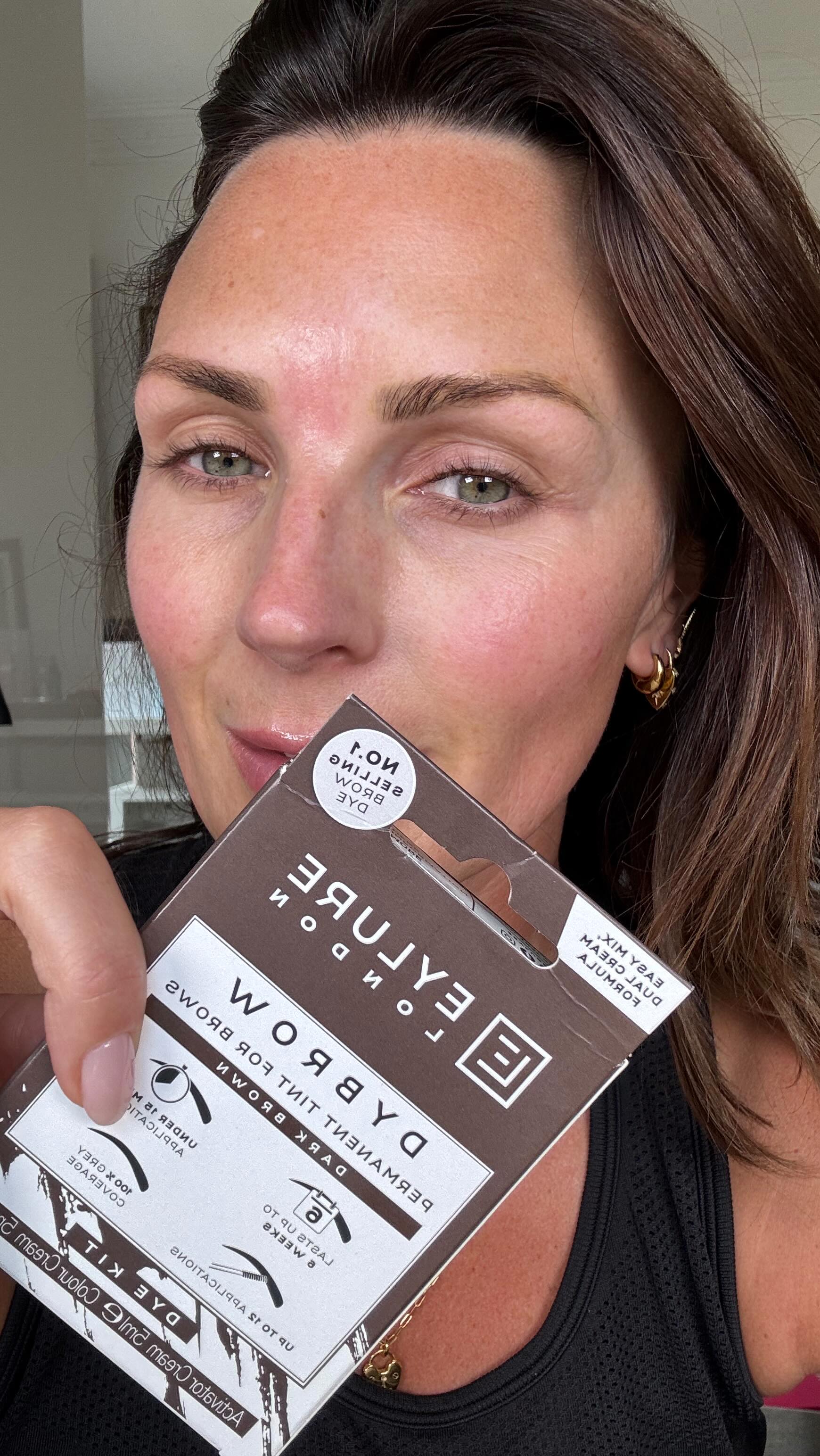 Instagram post by @nicolachapman for Eylure. Caption reads: How dye my brows at home. What I meant to say at....