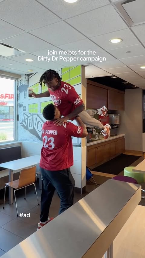 Instagram post by @carolineedobbs for Dr Pepper. Caption reads: #ad Join me behind the scenes with @drpepper to....