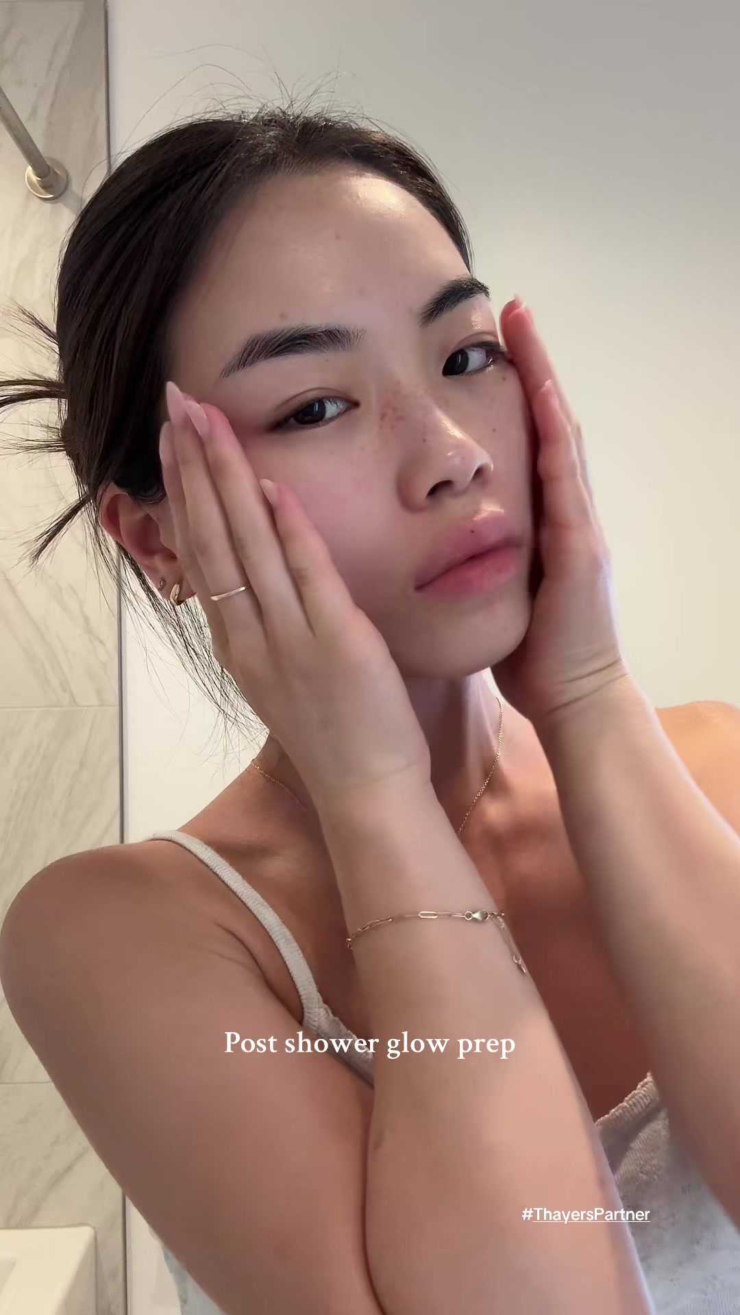 TikTok post by @mvrychen for Thayers. Caption reads: @Thayers Rose Petal Facial Toner has become one of....