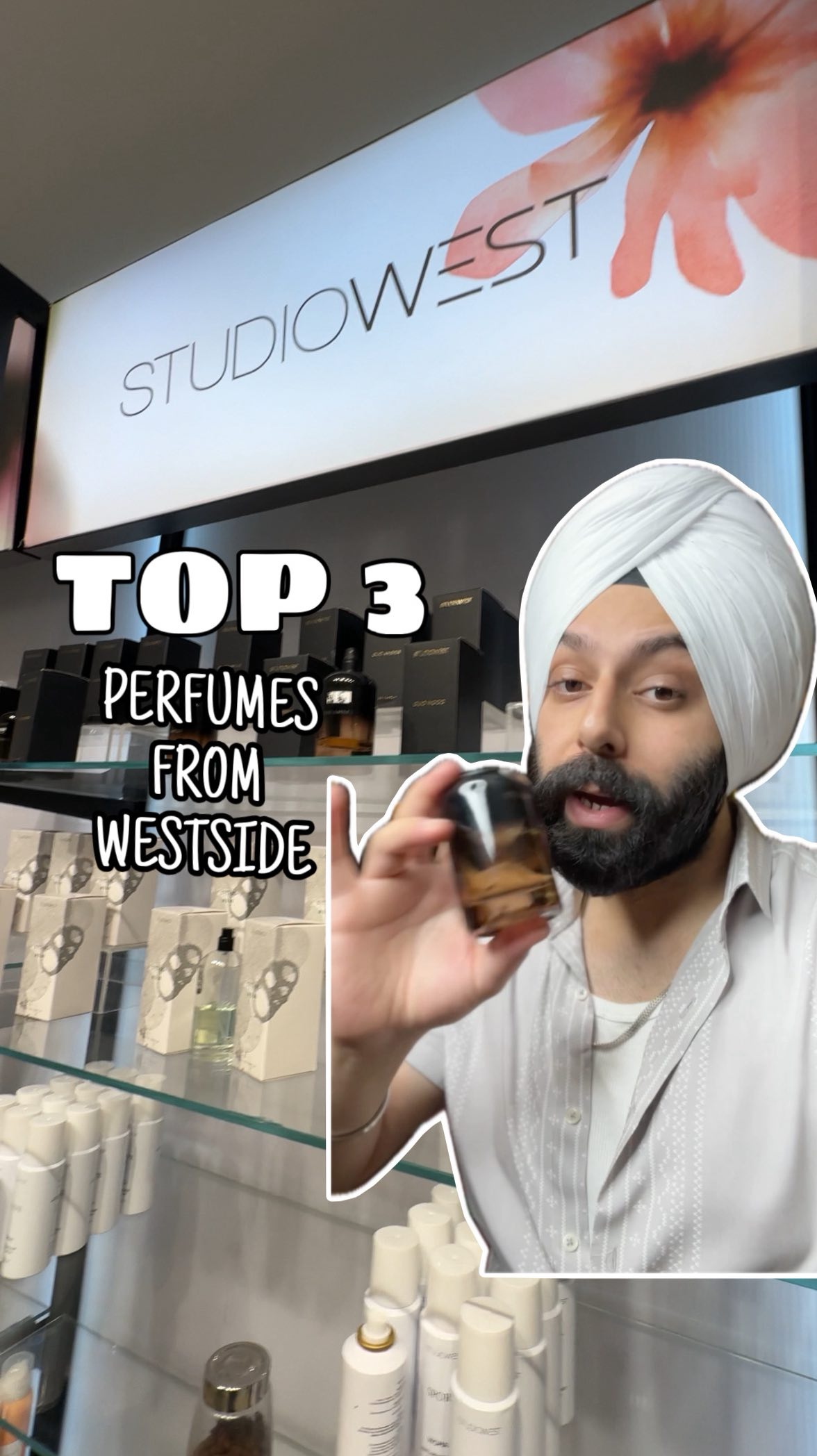 Instagram post by @gaganjotsinghmohal for Westside Stores. Caption reads: Top 3 perfumes which you can buy from....