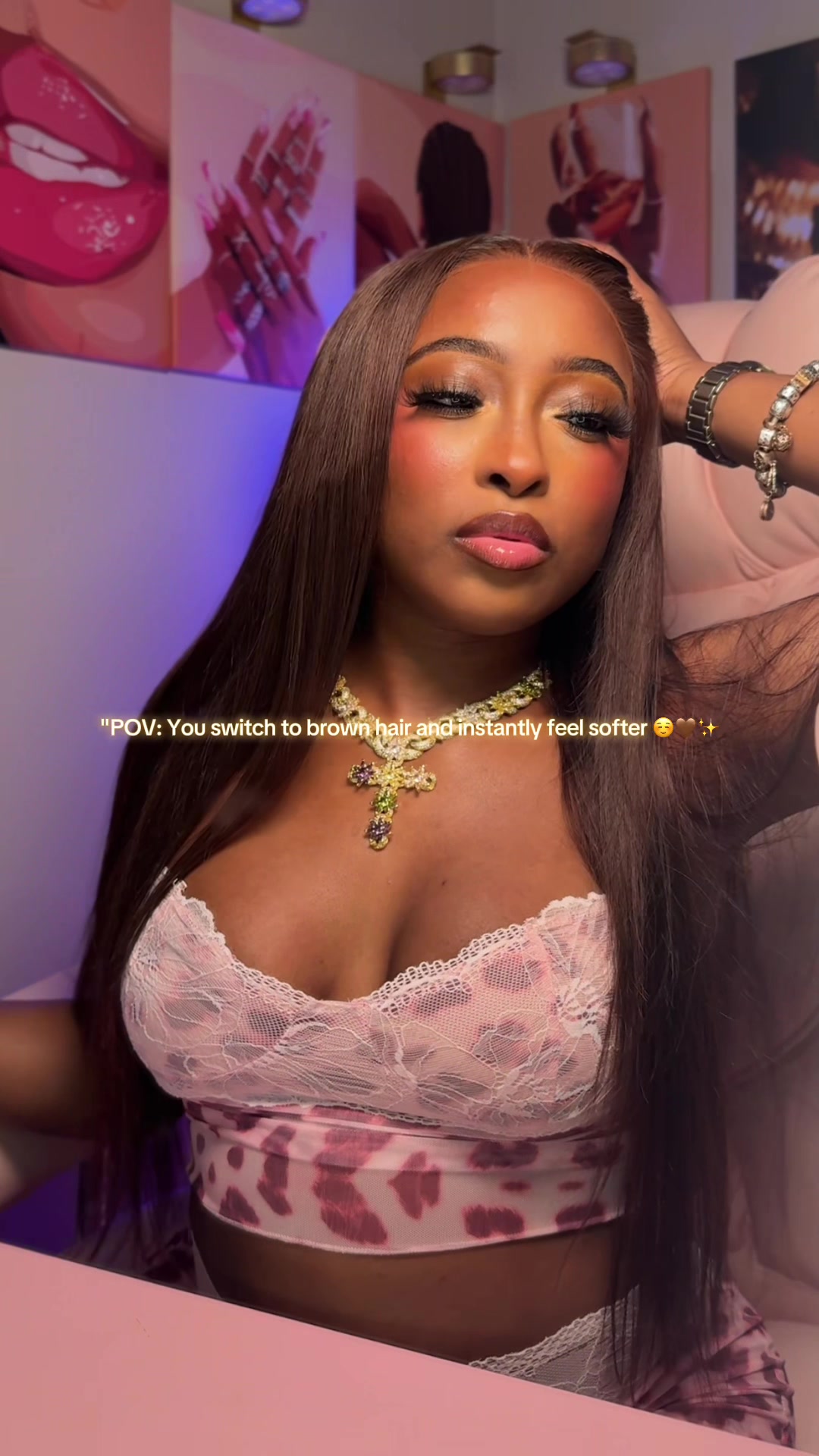 TikTok post by @prettymomo_ for Pizazz Hair. Caption reads: [...] is definitely staying in rotation @Pizazz....