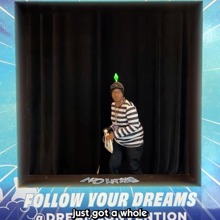 Instagram post by @nardvillain for The Sims. Caption reads: Reliving the whirlwind of fun at DreamCon!....