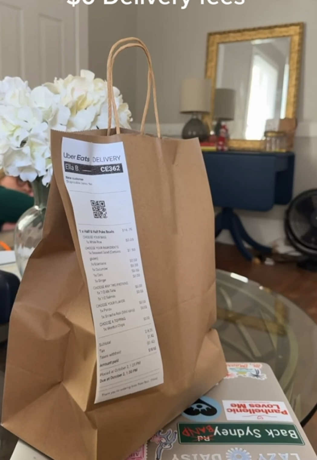 TikTok post by @ellagb04 for Home From College. Caption reads: [...] on rides and Uber Eats! @Uber @Home From....