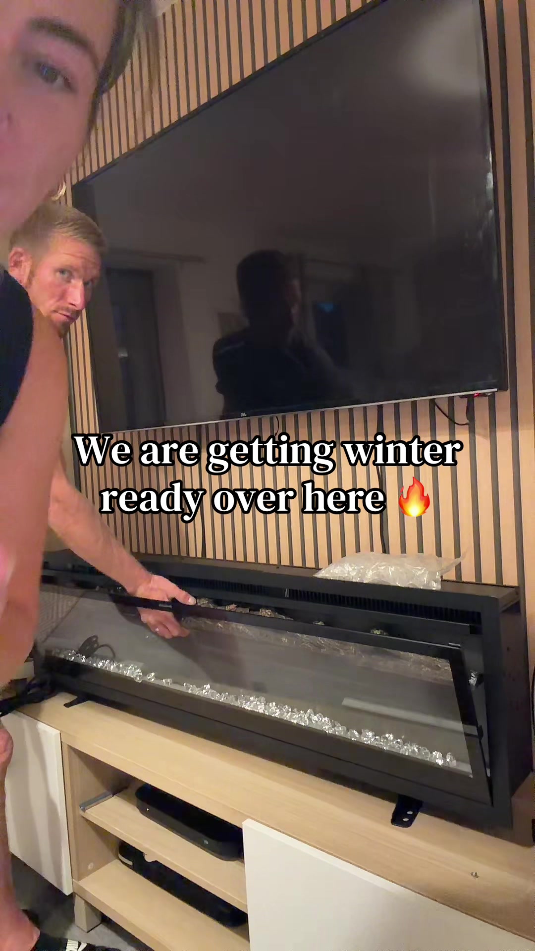 TikTok post by @doinglifewithsammymain for Living and Home. Caption reads: [...] with our new electric fire Fromm....