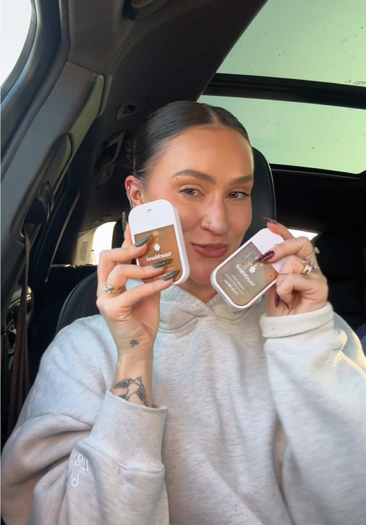 TikTok post by @paigeejenna for Touchland. Caption reads: [...] bag is forever messy but at least I always....