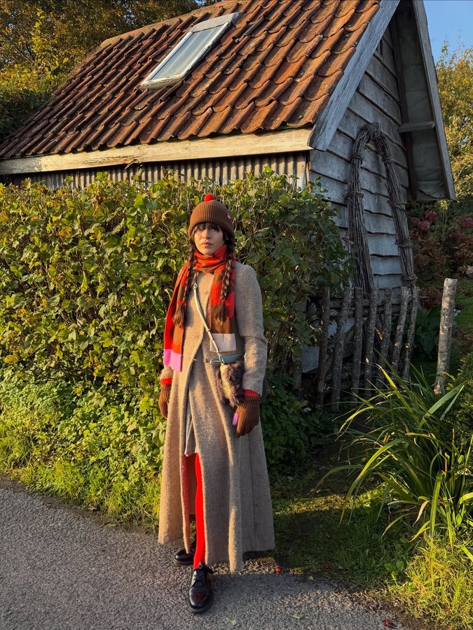 Instagram post by @just_belle for Orla Kiely. Caption reads: [...] for crisp Autumn days with the @orlakiely....