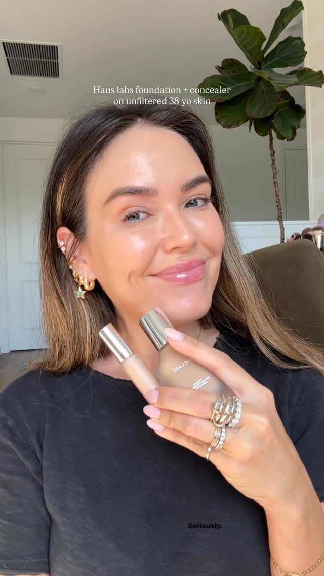 Instagram post by @nicolemasifilo for Haus Labs. Caption reads: No filter needed! Just Haus Labs complexion....