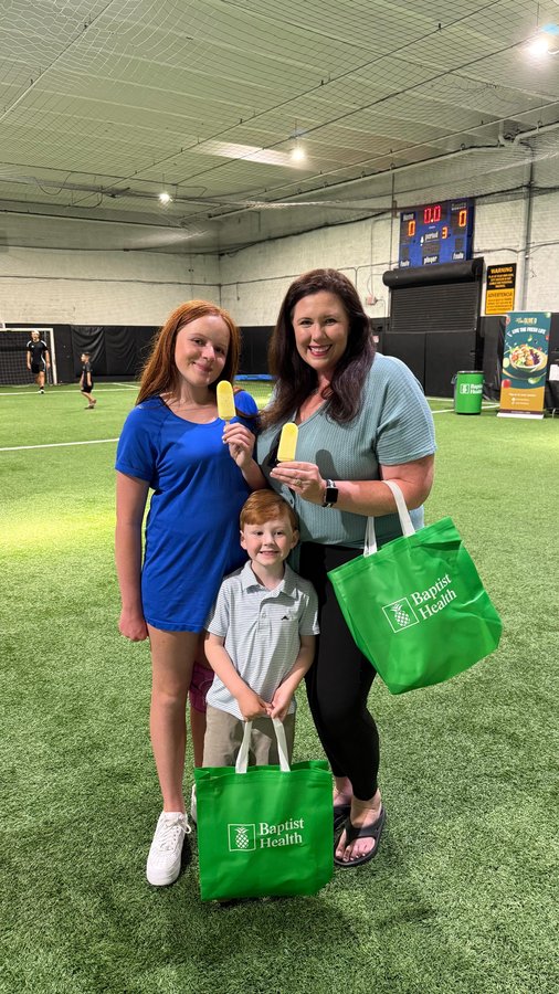 Instagram post by @happyfamilyblog for Baptist Health. Caption reads: Could you recognize a stroke happening right in....