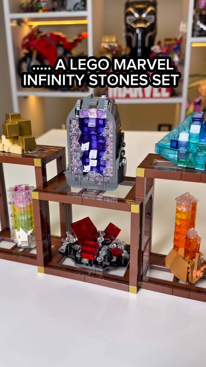 Instagram post by @thebrickpharaoh for Marvel. Caption reads: LEGO IDEAS Mineral Collection is secretly a LEGO....