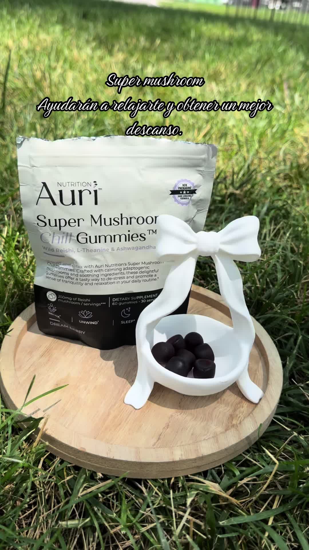 TikTok post by @lidia_1115_ for Auri Nutrition. Caption reads: @Auri Nutrition 🍄 [...].