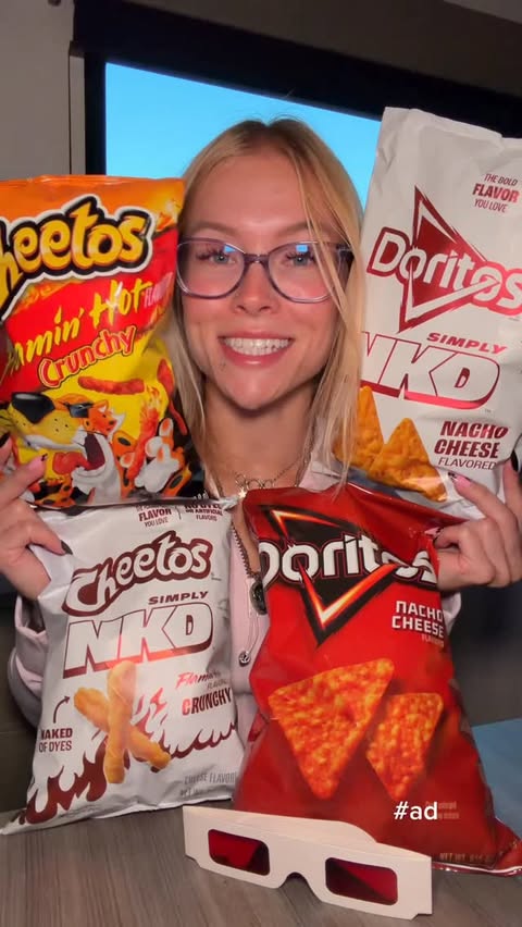 Instagram post by @jillyeatss for Cheetos. Caption reads: #ad Blind taste test of @doritos @cheetos NKD....