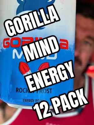 TikTok post by @_bergamont for Gorilla Mind. Caption reads: @Gorilla Mind Energy Boost Drink -12-Pack Case,....
