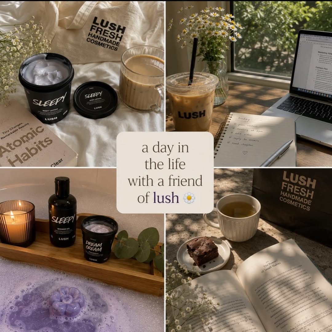 Instagram post by @sianna._.spitfire for LUSH. Caption reads: #AD | A day in my life with Friends of Lush....