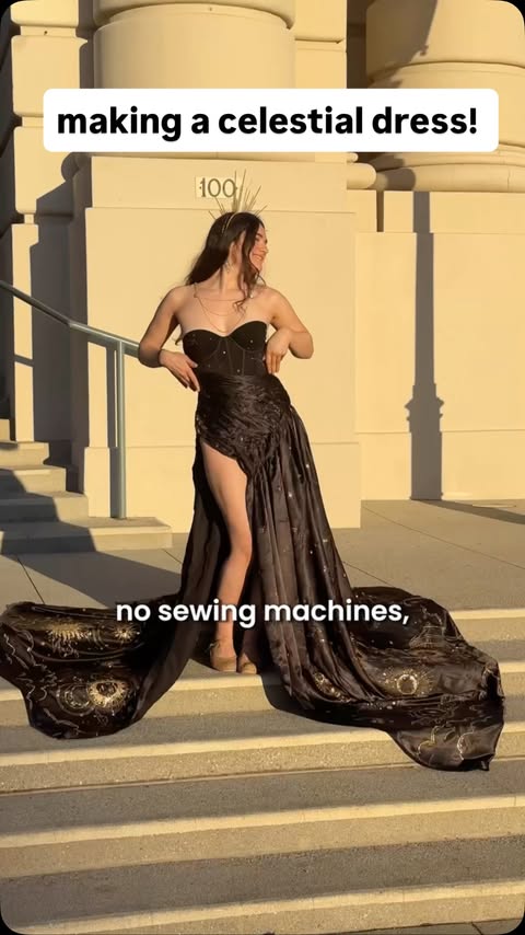 Instagram post by @crescentshay for Cricut. Caption reads: Making a Starry Night Dress, using my @cricut !....