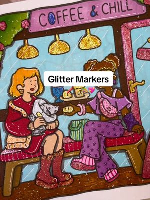 TikTok post by @rachlmcdonald for Ohuhu. Caption reads: [...] #glitterpens #glittercoloring #coloring....