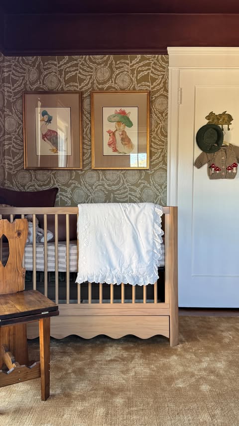 Instagram post by @rachel_forslund for Spoonflower. Caption reads: Designing our daughter’s nursery has been one of....