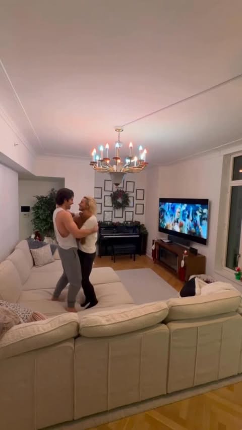 Instagram post by @frankiejgrande for Lovesac. Caption reads: [...] 🎄✨That’s why I am living for my new....