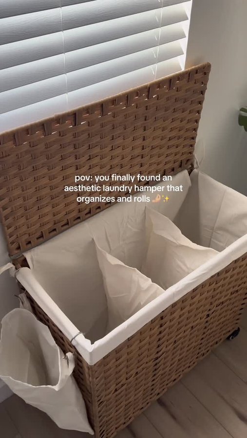 Instagram post by @gabyeidam for SONGMICS HOME. Caption reads: Is this 30?… I get excited about laundry now....