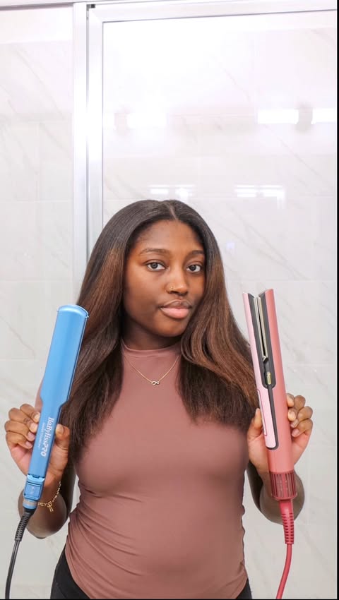Instagram post by @afrozuri_ for BaBylissPRO. Caption reads: [...] Digital Ultra-Thin Flat Iron from....