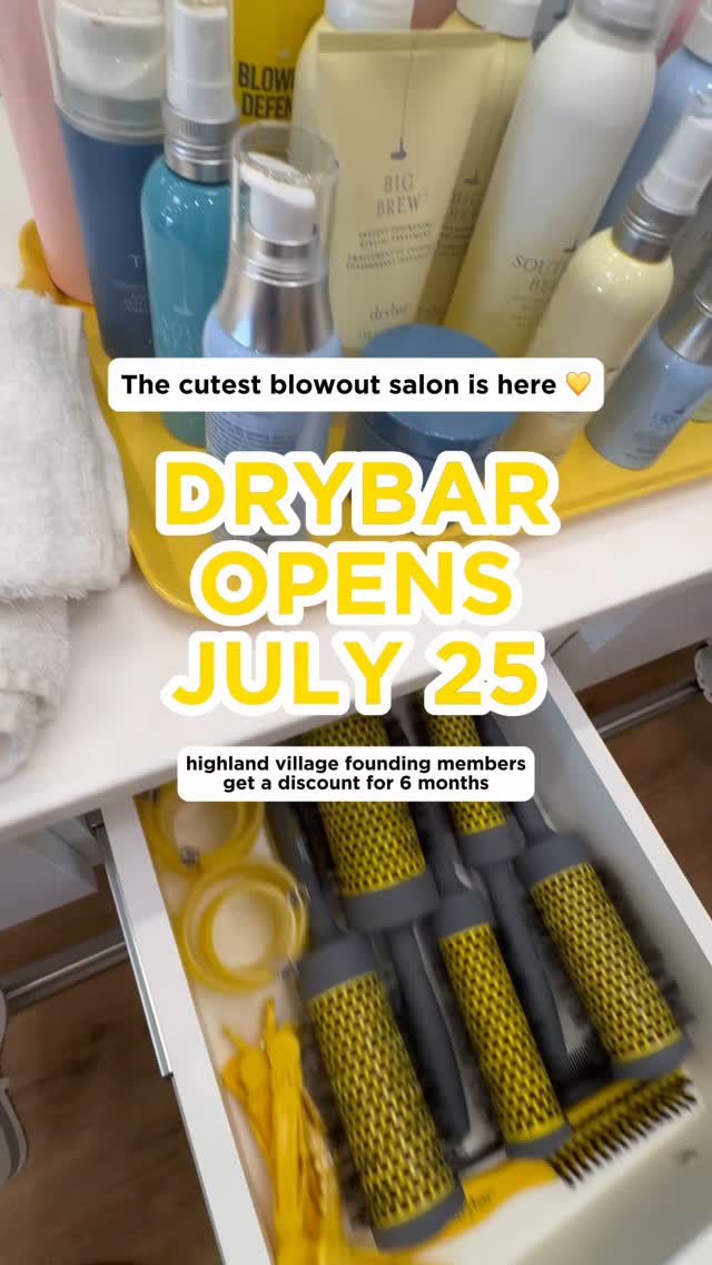 Instagram post by @flower_mound_obsessed for Drybar. Caption reads: 💛 Only way to get the deal is comment DRYBAR! #ad....