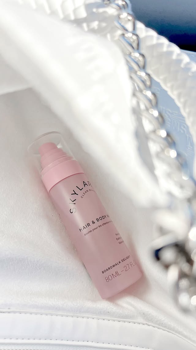 Instagram post by @karolsullivan for Skylar. Caption reads: SKYLAR Hair & Body Mist @skylar ✨ [...].