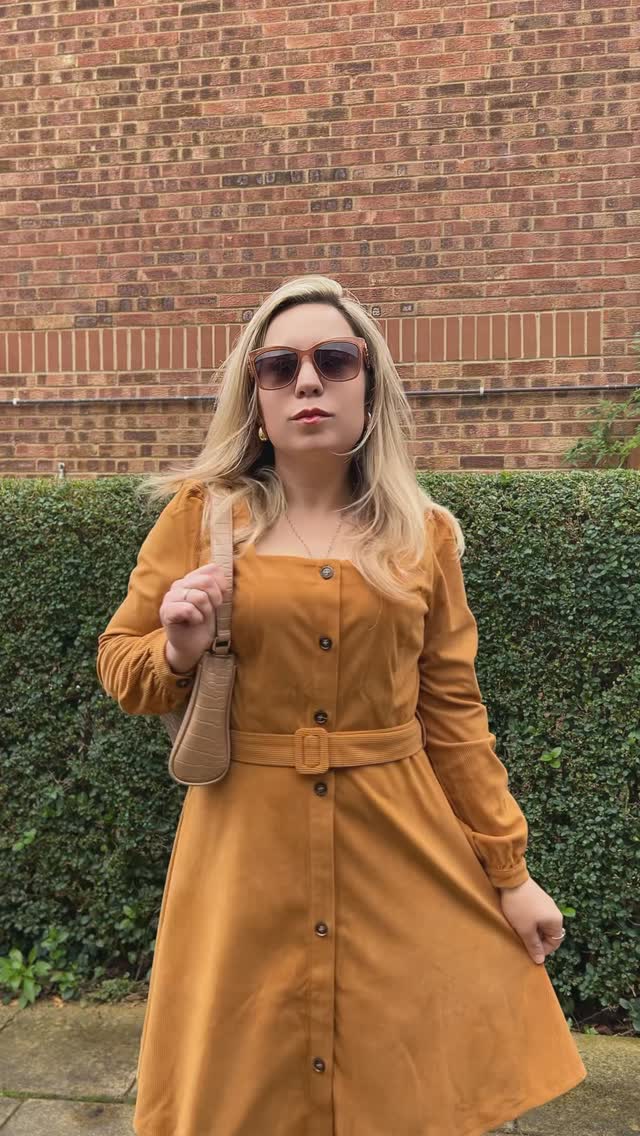 Instagram post by @stellastellara3 for Allegra K. Caption reads: Lovely 🥰😘 Corduroy Dress @allegrakfashion - AD .....