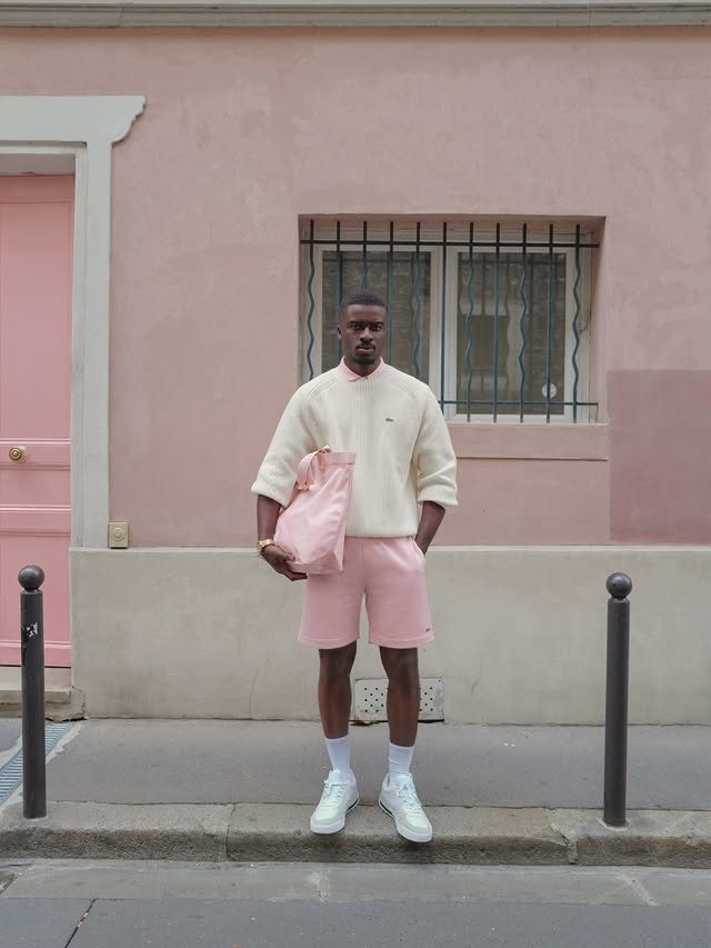 Instagram post by @danclemt for Lacoste. Caption reads: Pink state of mind wearing the Lacoste Slam Break....