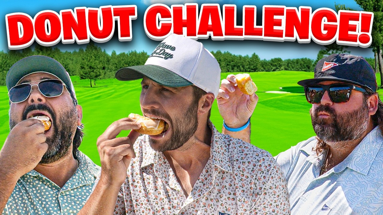 YouTube post by @Bobdoessports for Shady Rays. Caption reads: Can We Finish 36 Donuts In Nine Holes Of Golf?.