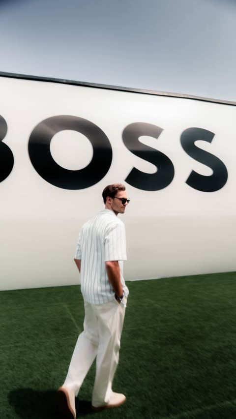 Instagram post by @tobiasrtr for BOSS. Caption reads: @boss mode on & off the court 🏆 @zalando [...].