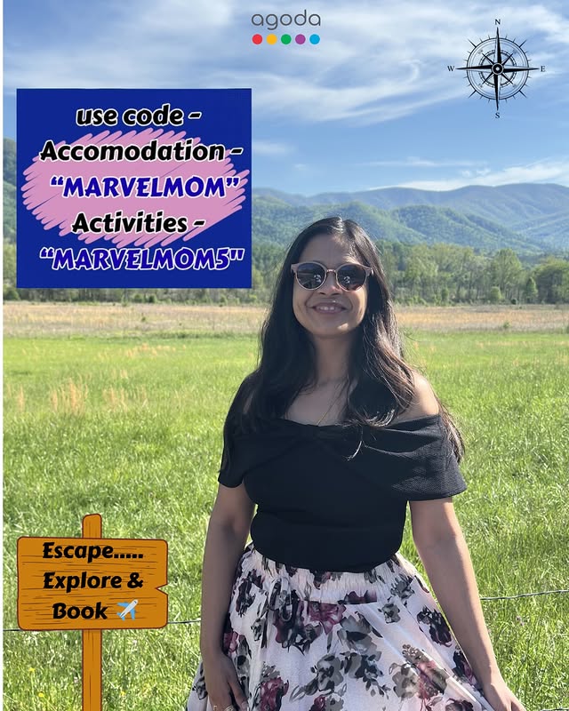 Instagram post by @marvelmom1 for agoda. Caption reads: [...] next trip See the world for less with Agoda!....