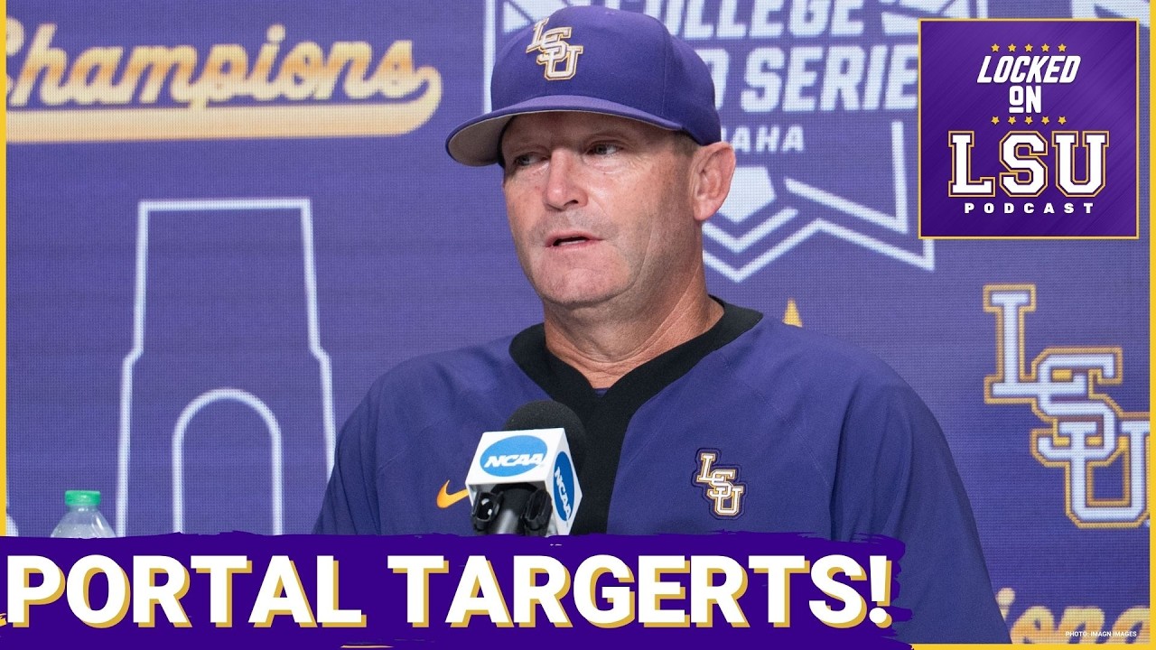 YouTube post by @LockedOnLSU for FanDuel. Caption reads: LSU Is LOADING UP! 5 Portal Targets Revealed.