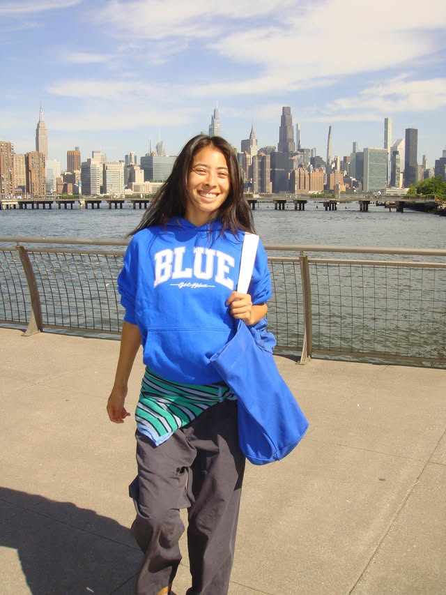 Instagram post by @himichelleli for Gap. Caption reads: the bluest blue from @gap with proceeds going to....