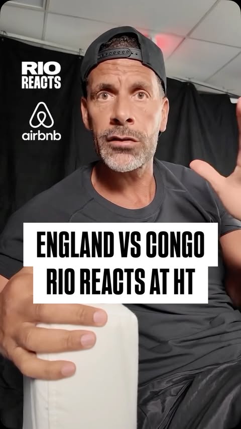 Instagram post by @rioferdinandpresents for Airbnb. Caption reads: England are still in this!!! Rio Reacts at Half....